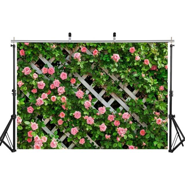 6x4FT Flower Photography Background Green Leaf Fence Wedding Bride Background Baby Birthday Studio Props