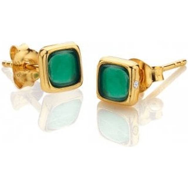 Square Green Agate Earrings DE771