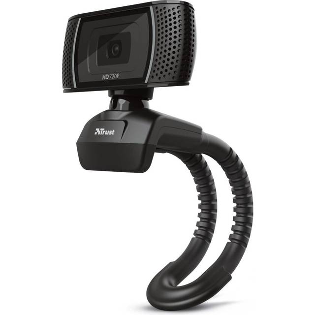 Trust Trino HD Webcam with Microphone, 1280x720, 30 FPS, Universal Stand, USB, Web Camera with Photo Button for Streaming, Video Calling, Skype,