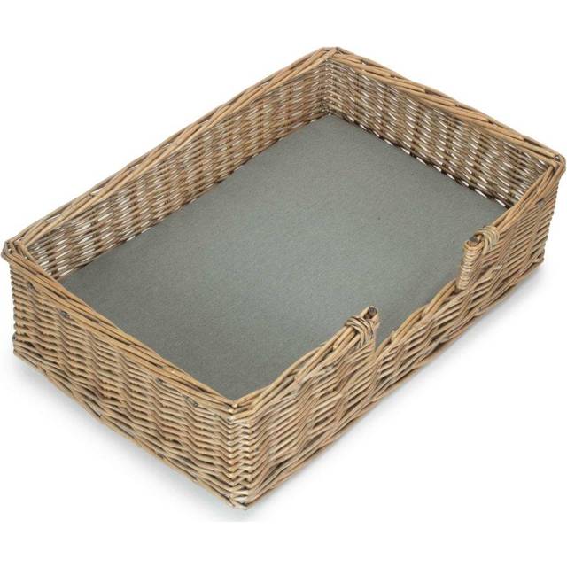 Wicker Rectangular Dog Bed with Cushion - Small
