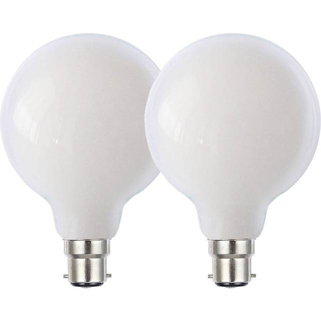 8 Watts G95 B22 BC Bayonet LED Bulb Opal Globe Warm White 3000K Dimmable, Pack of 2 - One Size