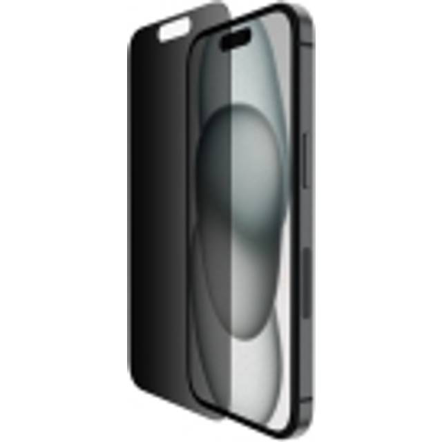 Belkin ScreenForce insynsskydd ytbehandlat skärmskydd av TemperedGlass för iPhone 15 och iPhone 14 pro - tunt och reptåligt - inkluderar monteringsform för applicering utan luftbubblor