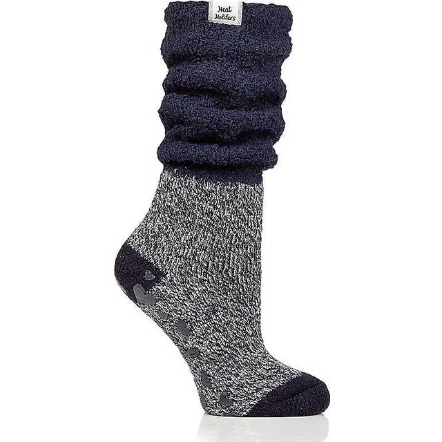 Women's 1 Pair Heat Holders Lounge Cosy Slouch Socks Hydra Navy / Ivory 4-8 - Blue