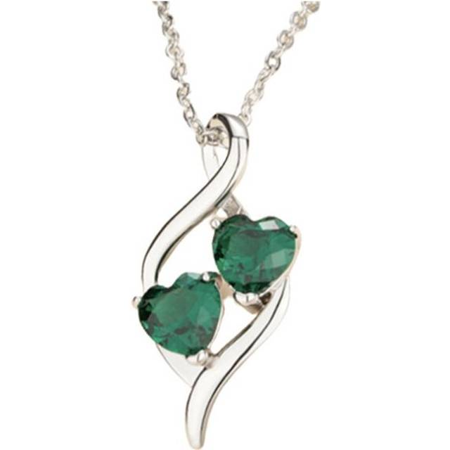 (GREEN) Twin Hearts Infinity Necklace