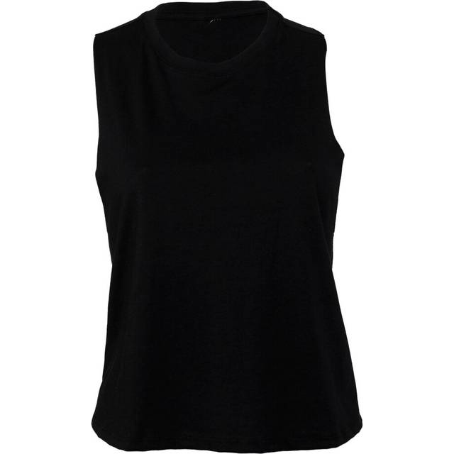 (S, Solid Black) Bella + Canvas Womens/Ladies Crop Racerback Tank Top