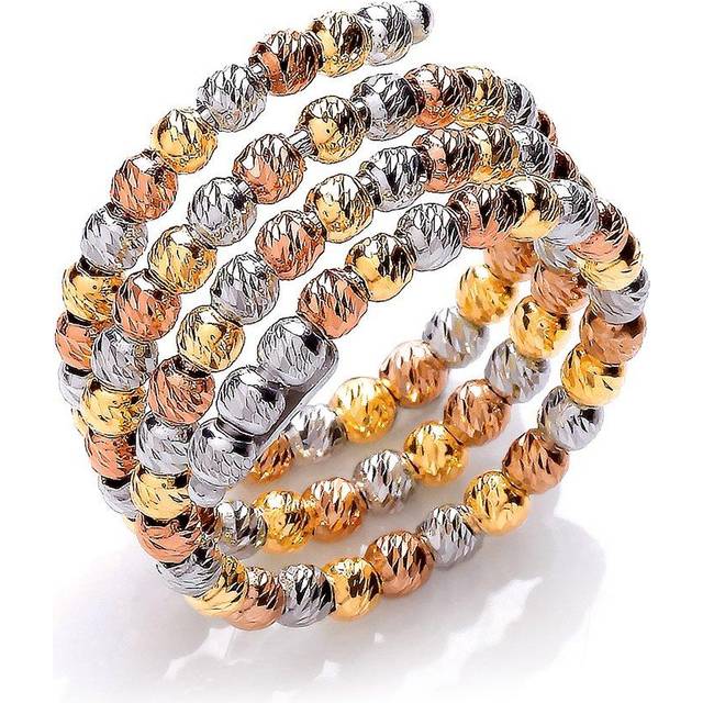 (P) Jewelco London White, Yellow and Rose Gold-Plated Sterling Silver Fancy Eternity Ring