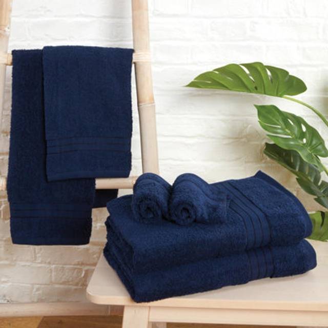 Brentfords 100% Cotton 4 Pack Face Cloths - Navy - Blue