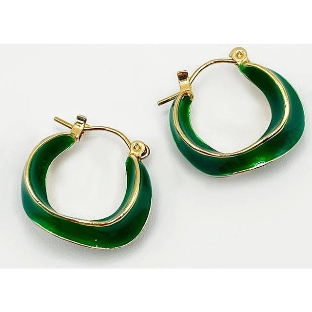 Womens Emerald green hoop earrings - One Size - Green