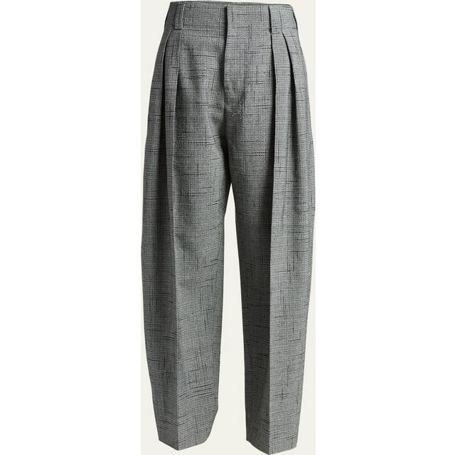3D Crisscross Jacquard Double-Pleated Wide-Leg Trousers - GREY - 38 IT (2 US)