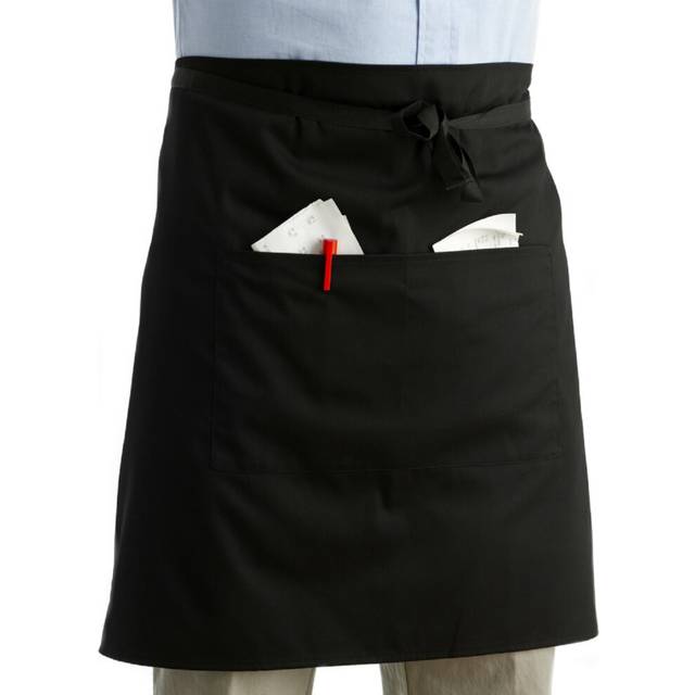 "(Single Apron) Waiters Black Half Apron With Pocket 27"" x 22.5"""