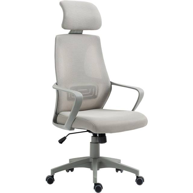 Vinsetto Mesh Back Office Chair w/ Adjustable Height Padded Headrest Grey