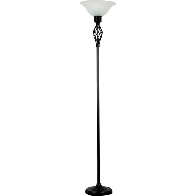 ValueLights Memphis Twist Satin Black Floor Lamp - 168 x 26 x 26cm