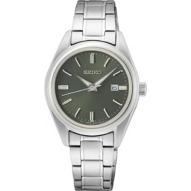 Seiko Sur533p1 Women's Quartz Watch â Green Sunray Dial, Stainless Steel Bracelet