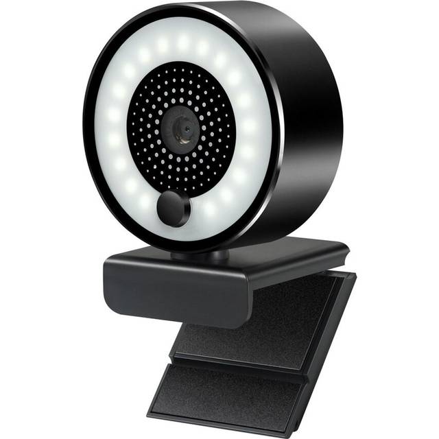 HD 2K USB Webcam Auto-focus 5MP PC Web Camera with Ring Fill Light Microphone