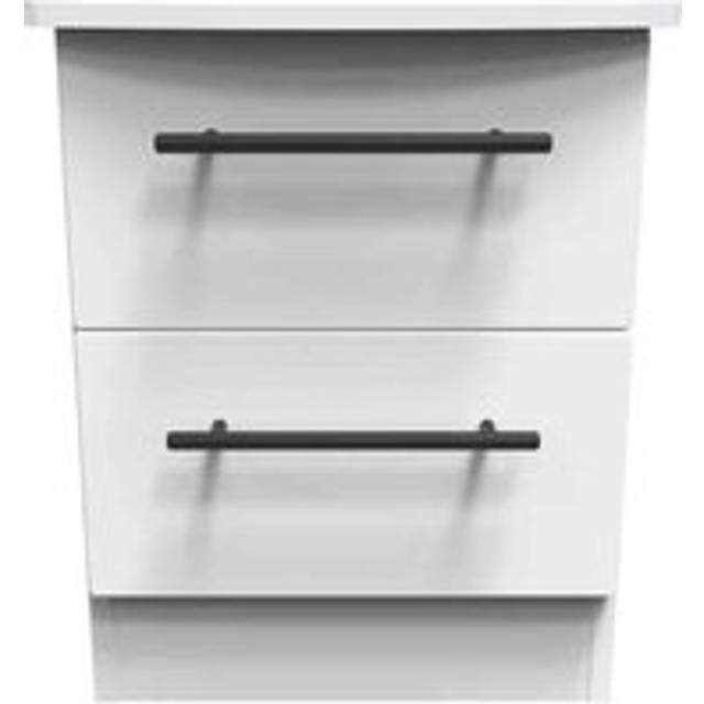 Welcome Furniture Ready Assembled Beverley 2 Drawer Bedside Cabinet In White Ash, White