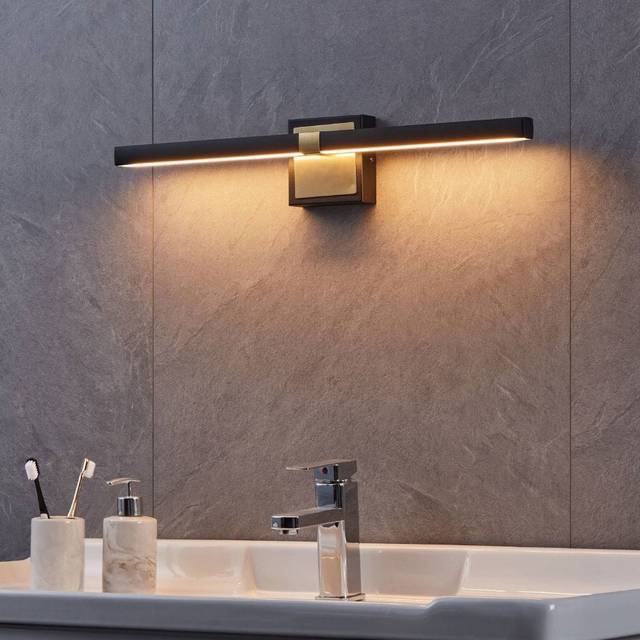 Eglo Peguera 600mm IP44 LED Bathroom Wall Light in Black &amp; Brushed
