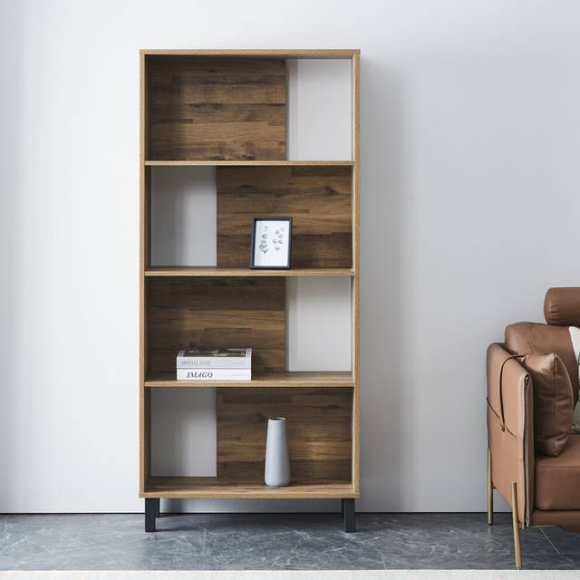 Bookcase 4 Tier Display Cabinet Unit Industrial Metal Home Living Room Furniture