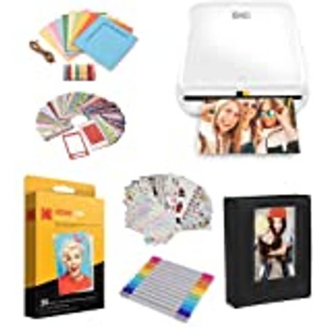 KODAK Step trådlös mobil fotoskrivare 2x3 ZINK-papper (Vit) Paket: Fotoalbum, markörer, fodral, 20-pack ZINK-papper, klistermärken.