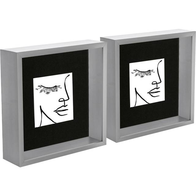 3D Deep Box Photo Frames with 4" x 4" Mounts - 8" x 8" - Grey - Pack of 2 - Black - One Size