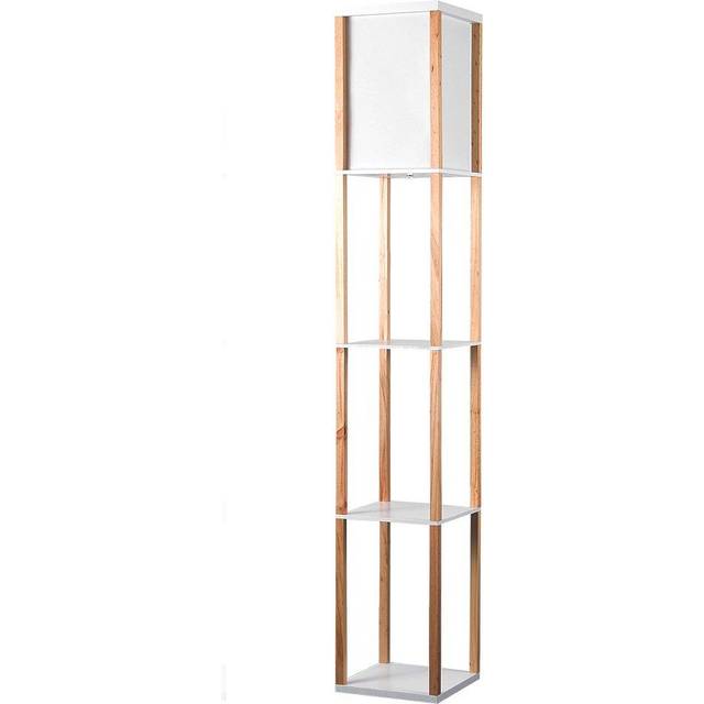 Struttura Natural Wood Floor Lamp with Storage Shelves