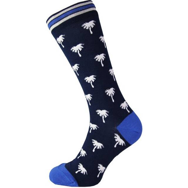 Ted Baker London Mini Palm Tree Printed Blue Mens Socks MXSBISTORTXH9M - Navy Cotton - One Size