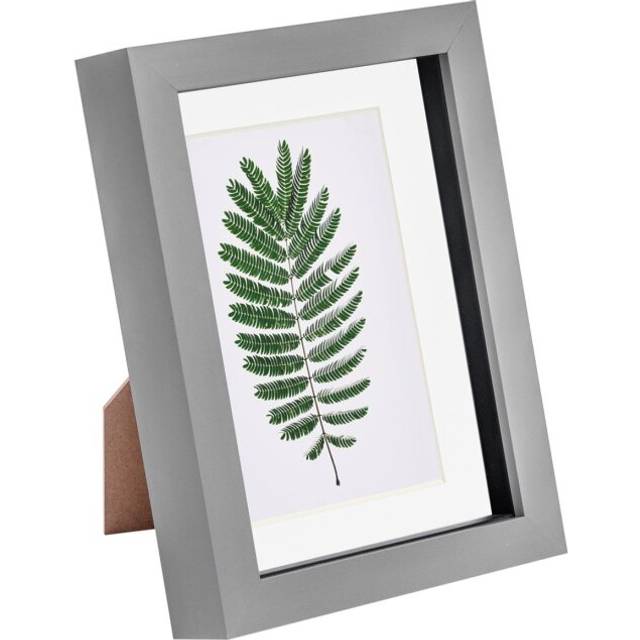 5" x 7" Grey 3D Box Photo Frame - with 4" x 6" Mount - White Mount