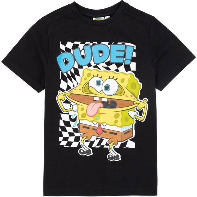(7-8 Years, Black/White/Yellow) SpongeBob SquarePants Childrens/Kids Dude T-Shirt
