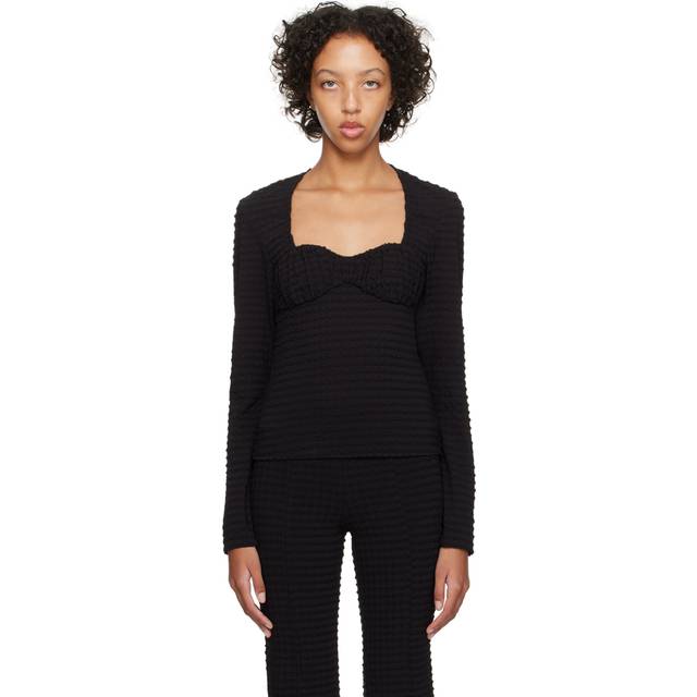 GANNI Black Sweetheart Blouse - 099 Black - DK 42