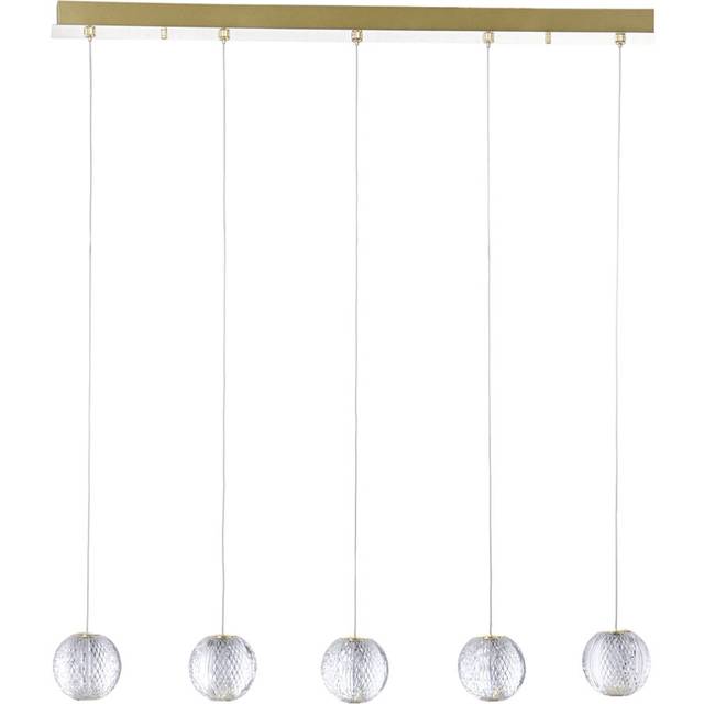 Visconte tutti ceiling pendant bar cut glass ball led 5 light - polished gold