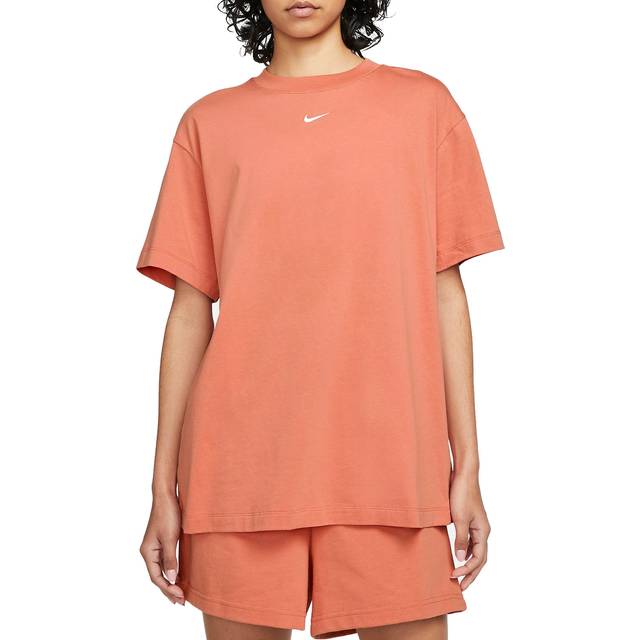 Nike, Topp, Dam, M, Bomull, Essentials Tee Sportswear T-shirt Broderad - pink (M)