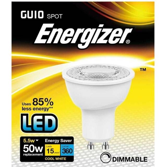 LED GU10 5.5w Light Bulb Cap 360lm 4000k Dimmable - White - One Size