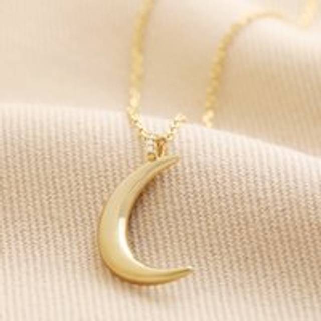 Crescent Moon Pendant Necklace in Gold - gold - one size