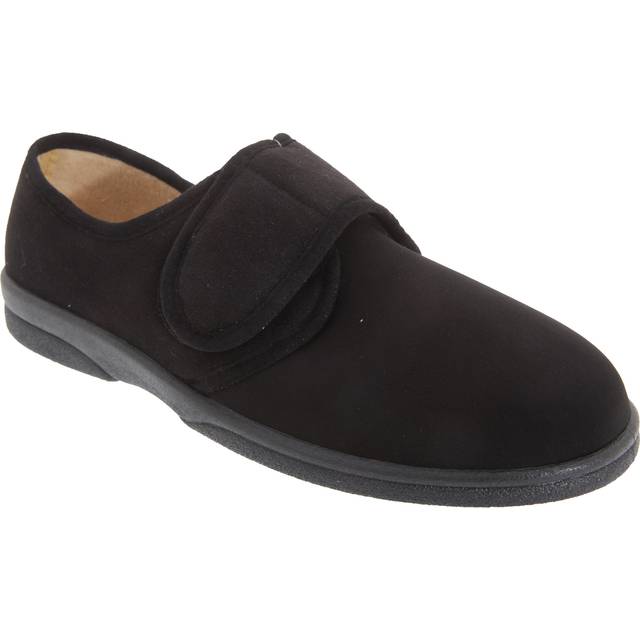 (7 UK, Black) Sleepers Mens Arthur Superwide Stretch Slippers