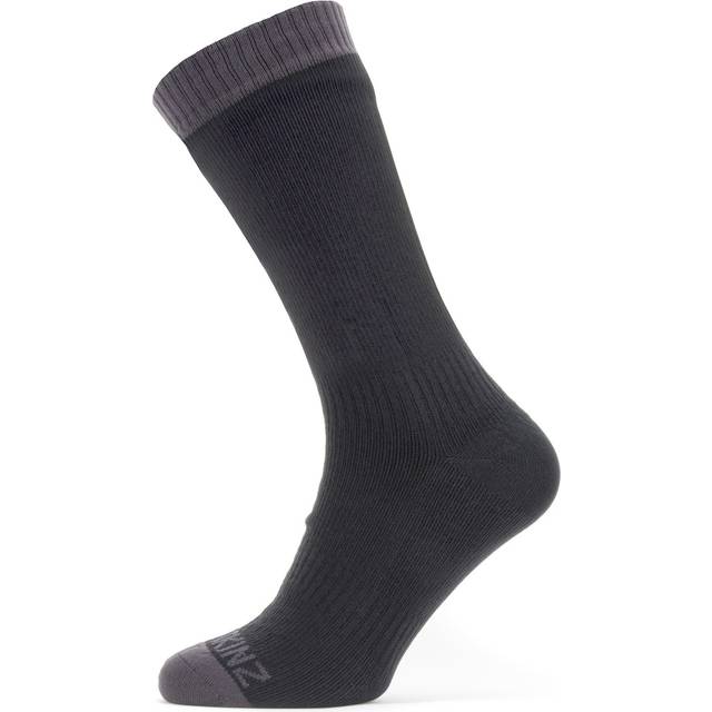 Sealskinz Warm Weather Mid Length Sock: Black/Grey / X-Large