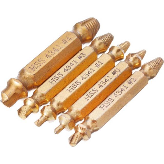 5pcs Double Side Damaged Screw Bolt Extractor Drill Bits Gold Oxide Edition Stripped Screw Removers