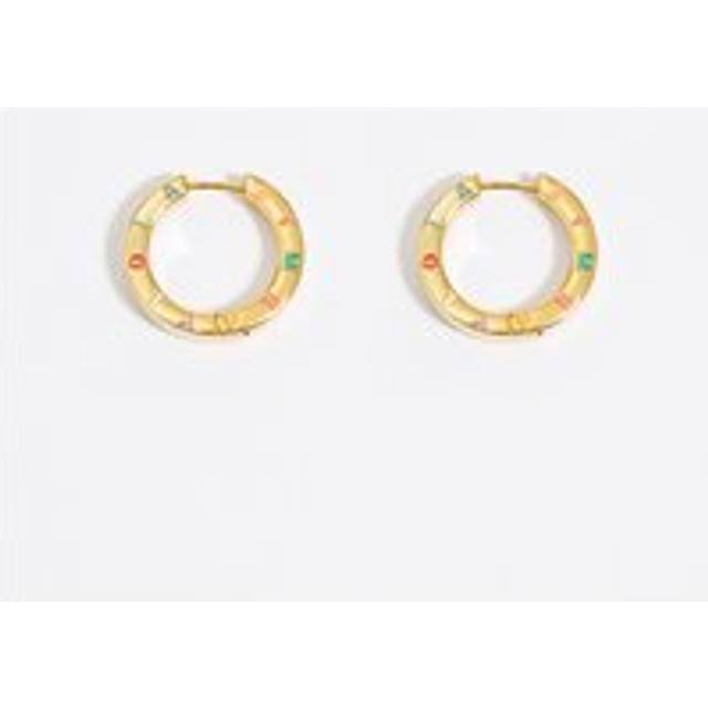 Multi-pastel logo golden hoop earrings - GOLD - UN