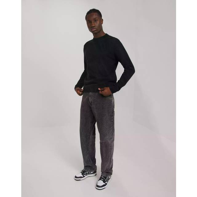 Selected Rund Hals Striktrøje Sort