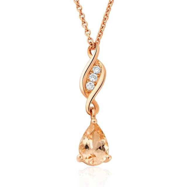 Clogau 1854 Past Present Future Diamond and Morganite Pendant - Gold