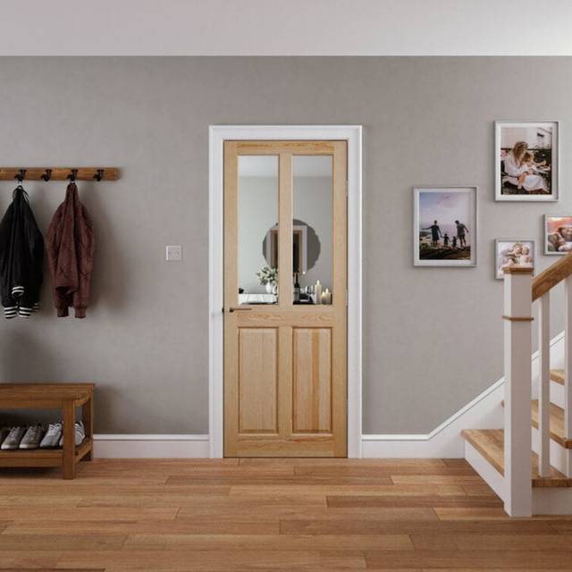Liberty Doors Clear Pine Internal Unfinished 2 Panel 2 Light Clear Glass Door - 1981x838x35mm (78&apos;&apos;x33&apos;&apos;) (LIBCP4PCG33) Size (Heig