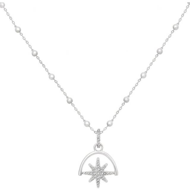 Womens Silver 'Spinning Star' Charm Necklace - Grey - One Size