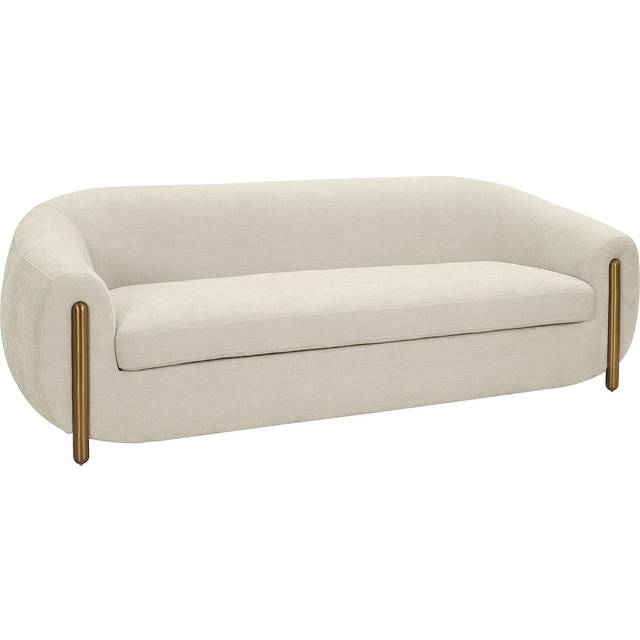 Lina Textured Sofa - Linen/Stainless Steel/Wood - L88.9 x W236.2 x H78 cm - Cream