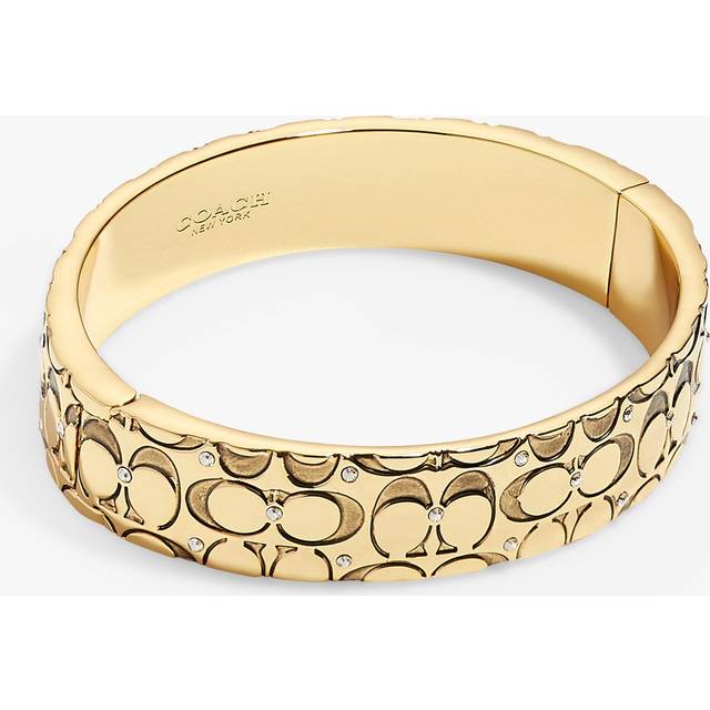 Coach Hinged Engraved Signature C Crystal Bangle