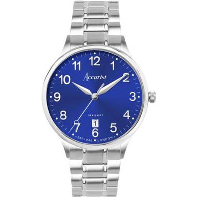 Accurist Men's Classic Windsor Blue Dial Silver Watch - Silver