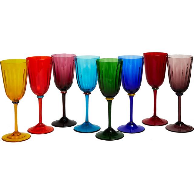 La DoubleJ Wine Rainbow Glasses Set Of 8 - Woman Glasses Rainbow One Size