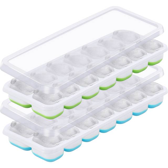 2 Packs Silicone Ice Cube Trays with Lids Easy Release Tray