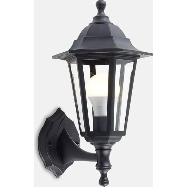 'Yasmin' Black Outdoor Traditional Lantern Style Wall Light - One Size
