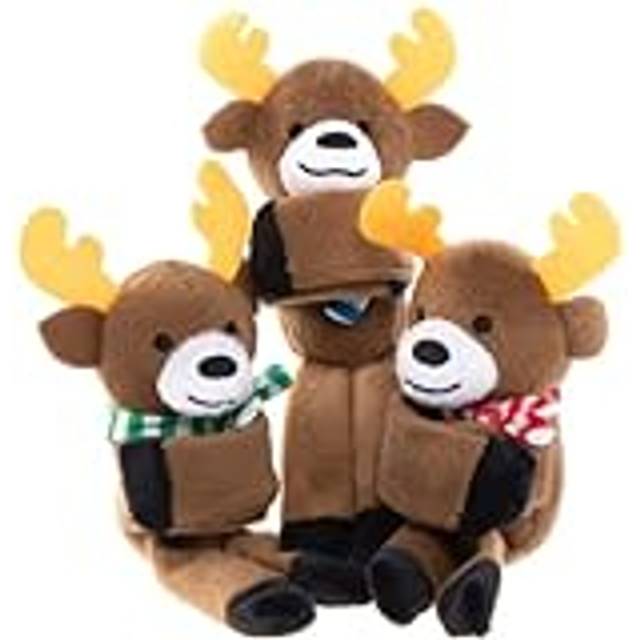 Hugging Reindeer Plush Pals (Pack of 3) Soft & Sensory Toys 3 assorted scarf colours - Blue, Red & Green - Blue/Green/Red