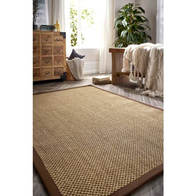Origins Sisal Runner Warm Natural with Dark Brown Border 67x200, Cream