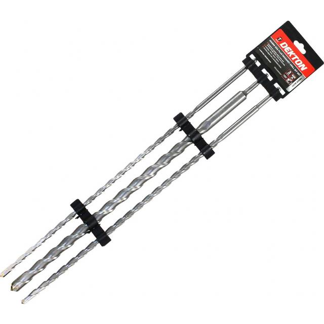 Dekton - 3 sds Plus Hammer Drill Bits 12mm 16mm & 24mm x 600mm Masonry & Concrete