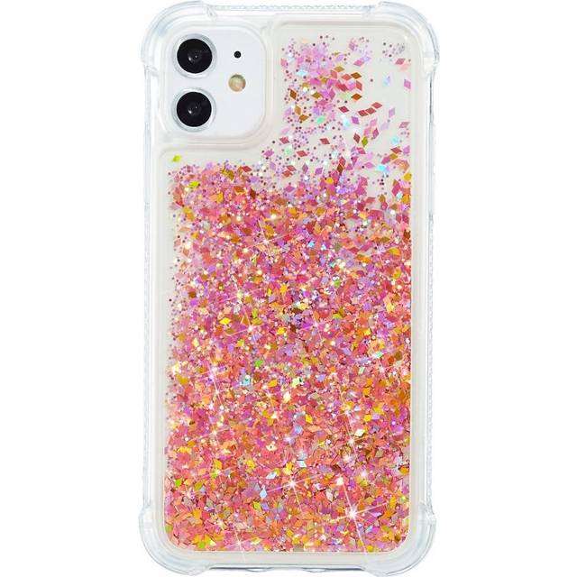 iPhone 12 / 12 Pro Skal med Glitter - Transparent / Orange